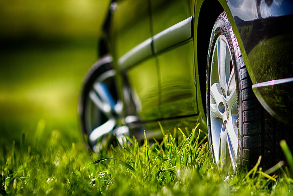 clean spring tires on grass