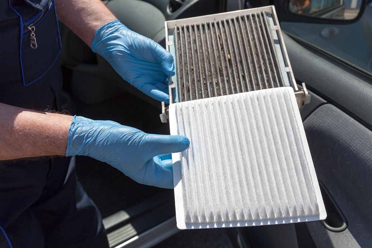 clean and dirty cabin air filters